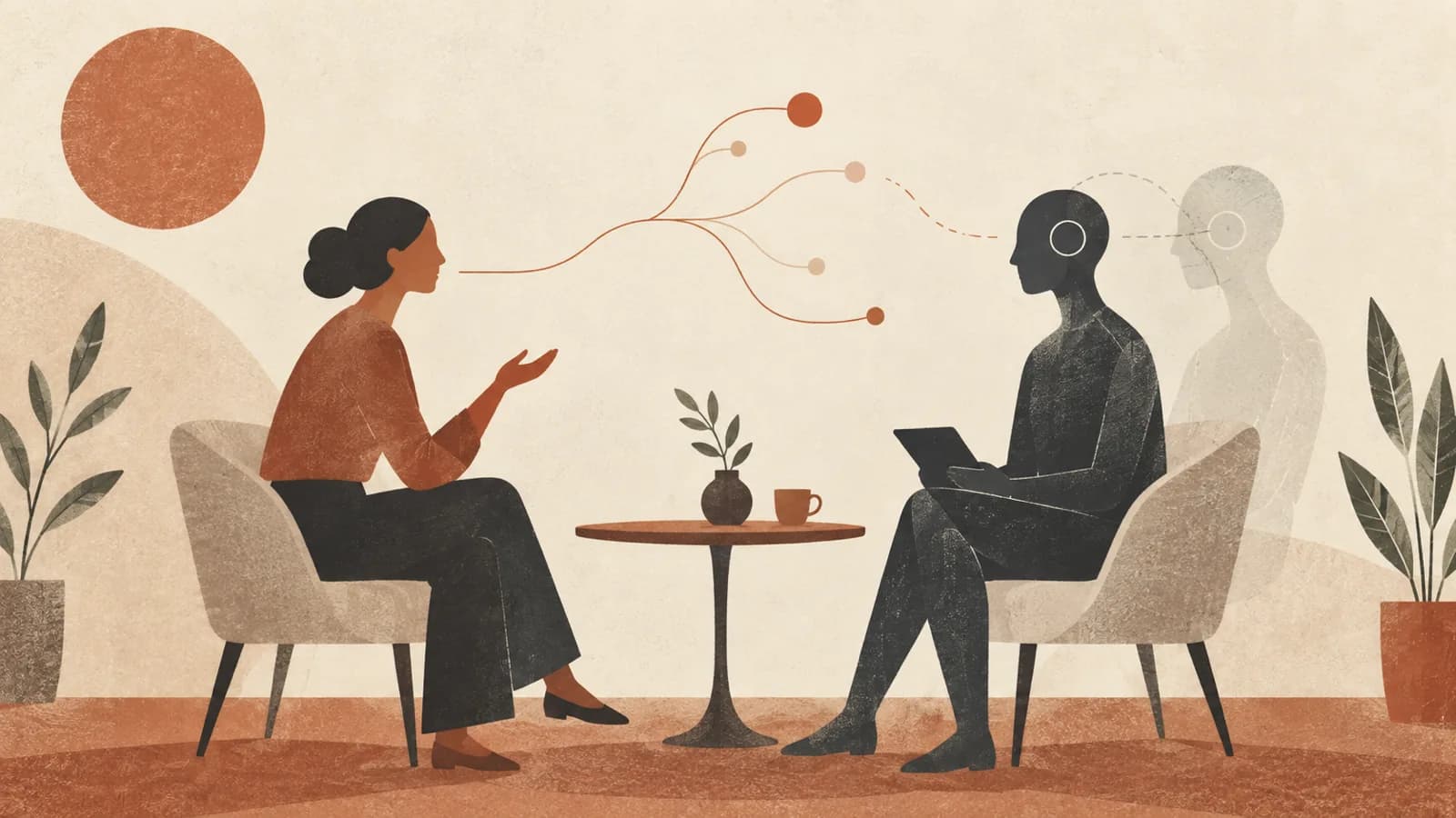 Illustration for AI-Moderated Interviews: Adaptive Probing, Human Rapport, and Digital Twins