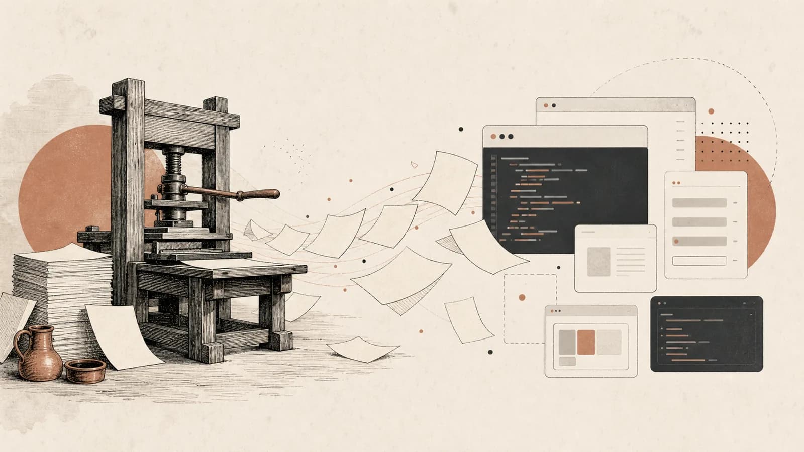 Illustration for Printing Press Software Democratization